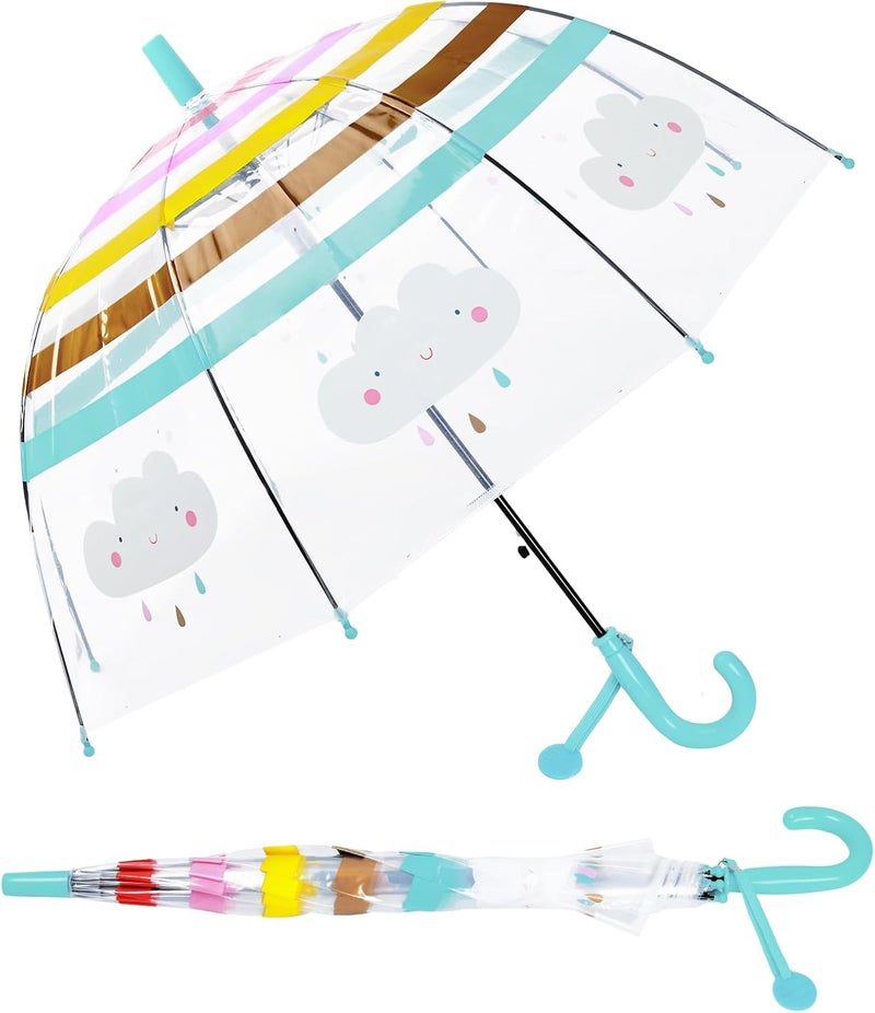 Decalsweet Kids Umbrella Clear Bubble Umbrellas for Rain,Transparent Dome Safety Windproof Umbrella with Easy-Grip Hook Handle for Toddler Girls and Boys - Image 1